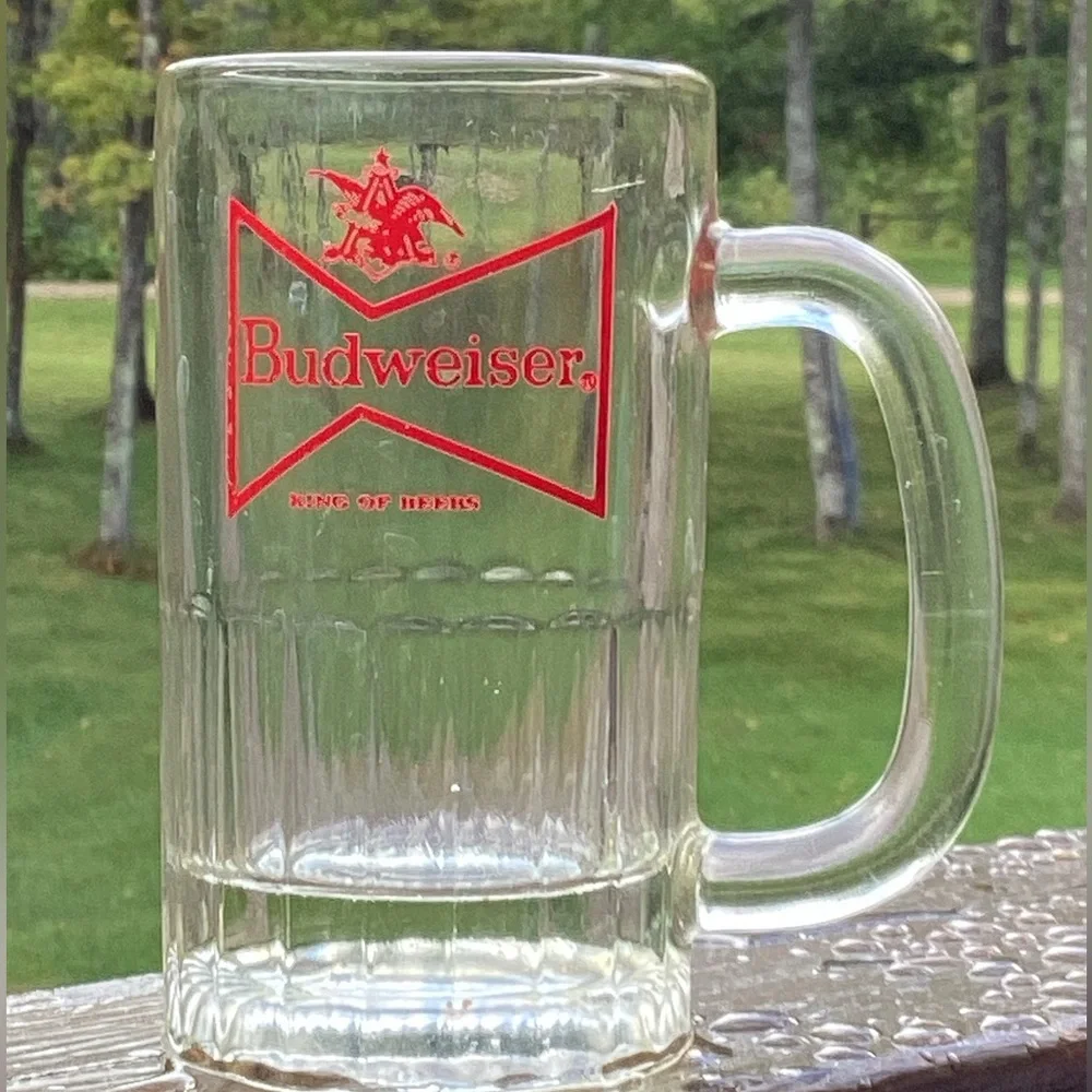 🍺  Beer Mug Budweiser King of BEERS 🍺 🍺 Vintage Glass Handle